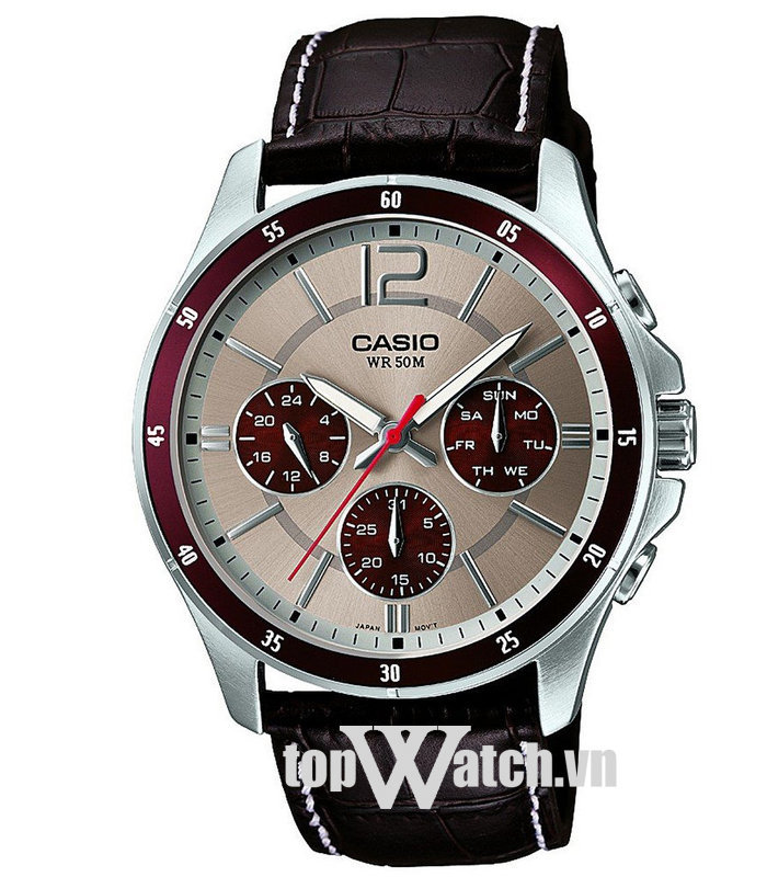 Đồng hồ nam mặt đỏ Casio MTP-1374L-7A1VDF