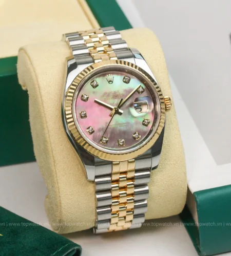 Đồng Hồ Rolex Datejust 116233 Mặt Số Xà Cừ Tím Cọc Số Kim Cương