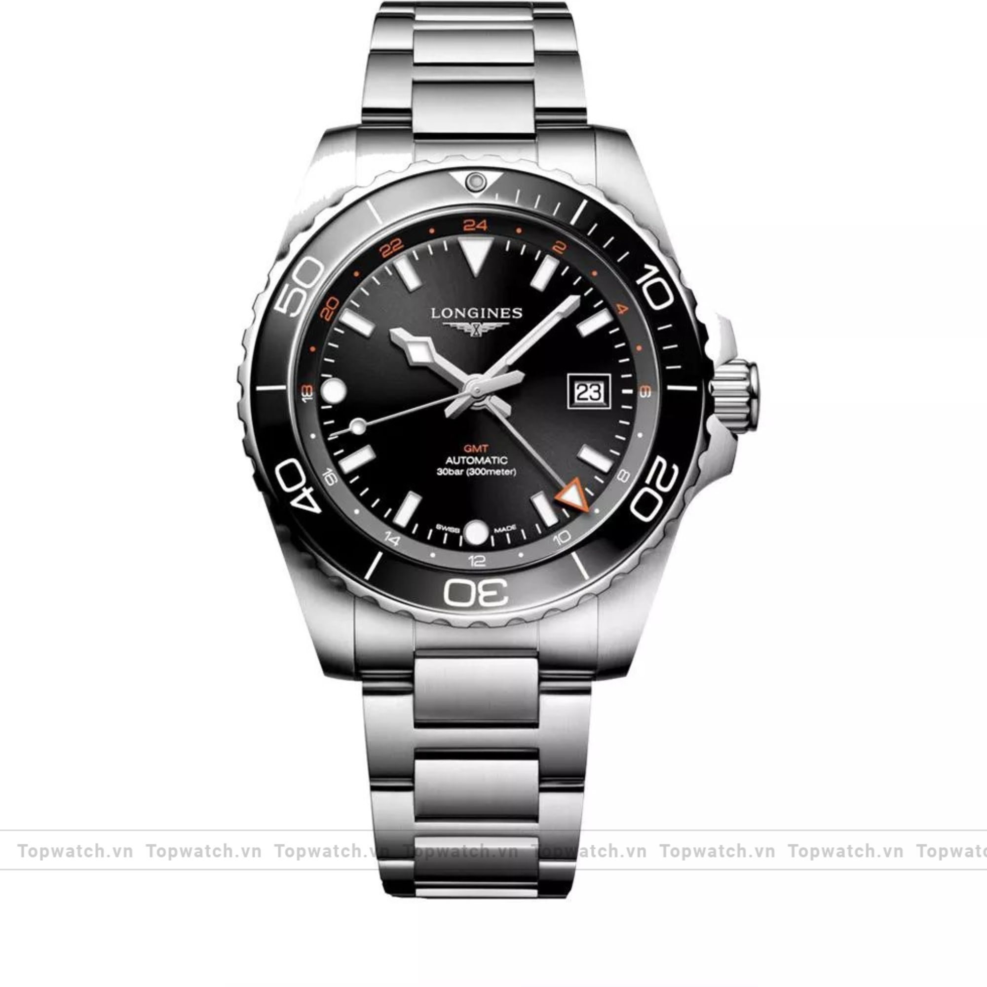 Longines Hydroconquest L3.890.4.56.6 Black-Tone GMT Watch 43mm