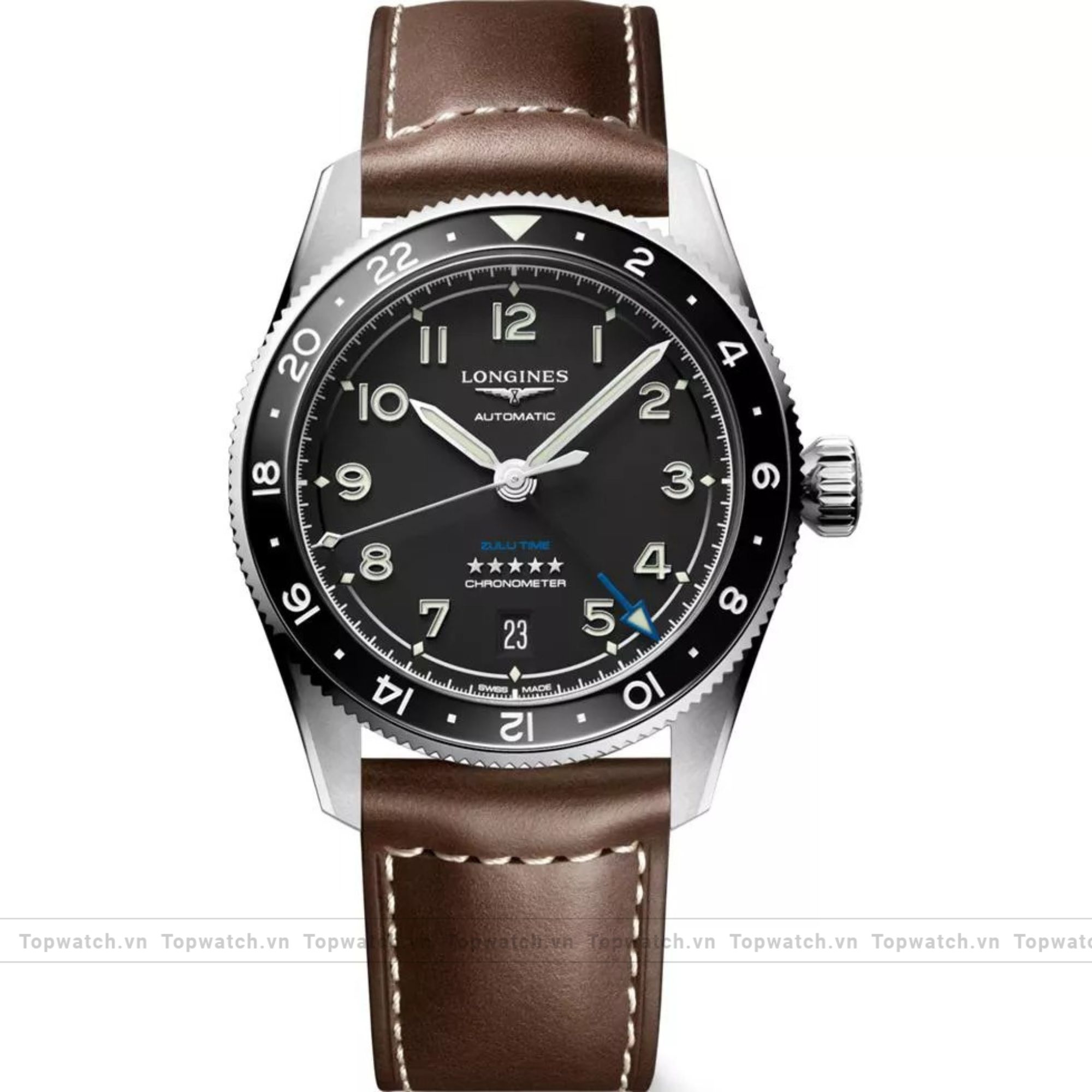 Longines Spirit Zulu Time L3.802.4.53.2 Watch 39mm