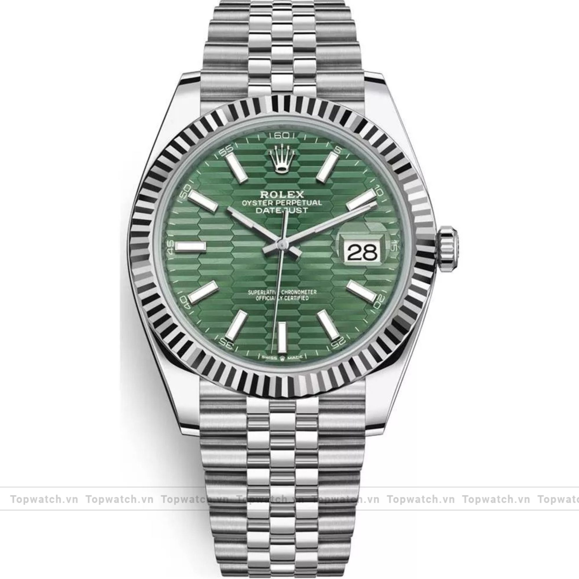 Rolex Datejust 126334-0030 Motif Green Dial Watch 41mm