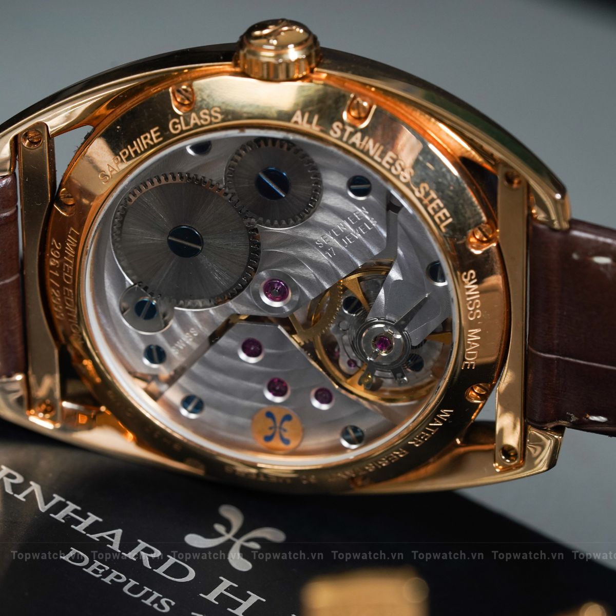 Bernhard H.Mayer Silver Rose Gold PVD Plated Stainless Steel Leather Mecanique