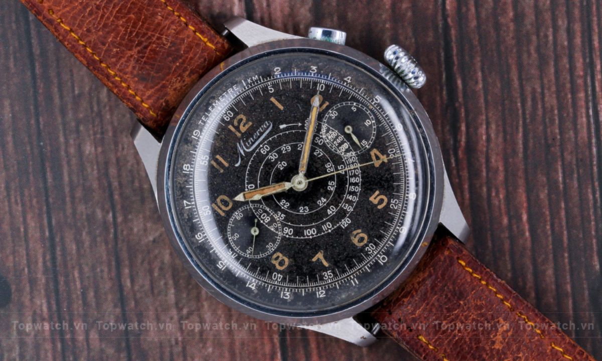 Vòng bezel telemeter trên đồng hồ Minerva Military Telemeter Chronograph