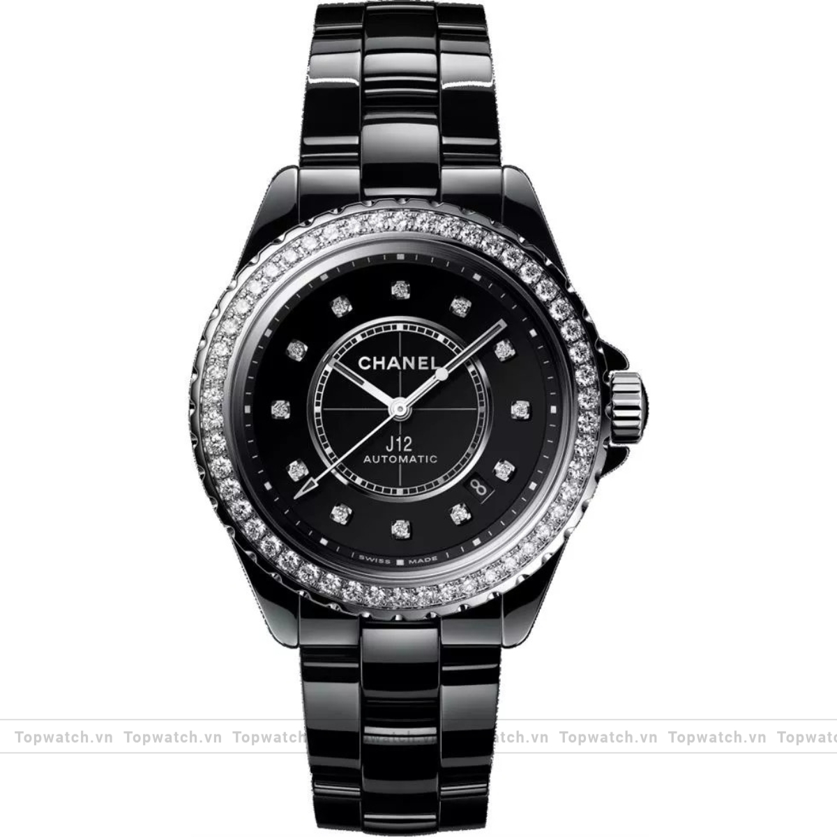 Chanel J12 H6526 Diamond Bezel Watch 38mm