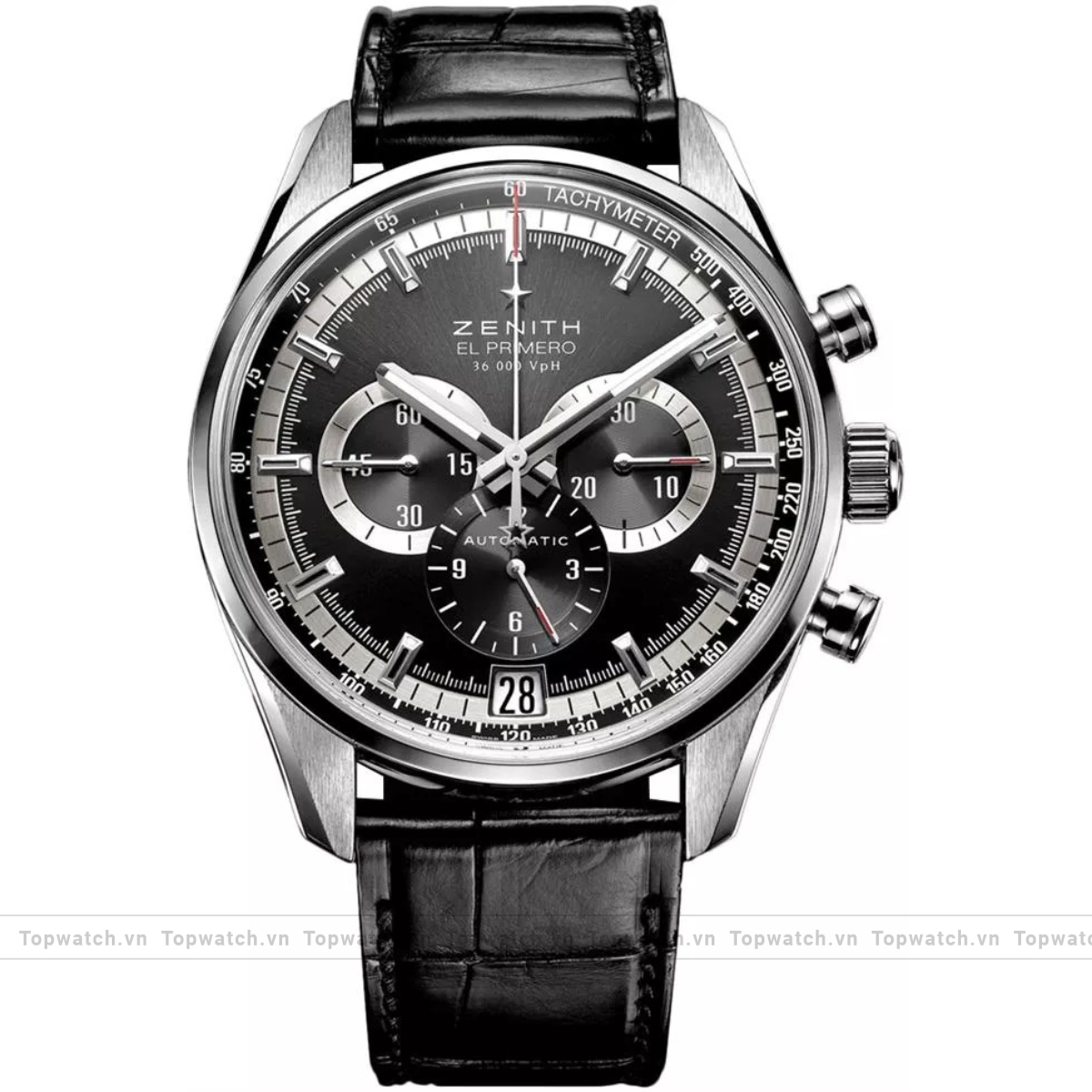 Zenith El Primero 03.2040.400/21.C496 Mens Stainless Steel Leather Watch 42mm