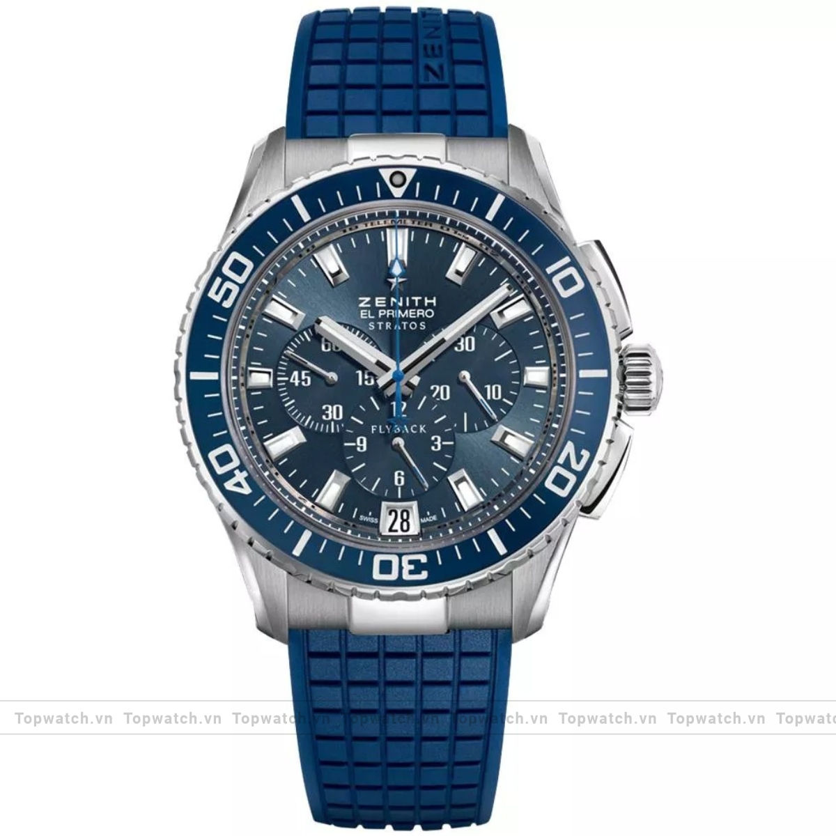 Zenith El Primero 03.2067.405/51.R514 Mens Stainless Steel Rubber Blue Watch 45.5mm
