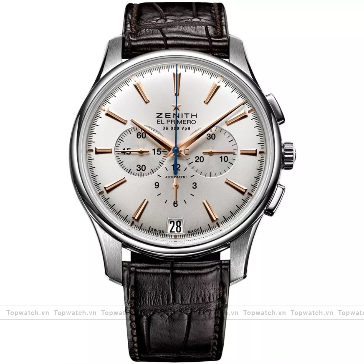 Zenith El Primero 03.2110.400/01.C498 Mens Stainless Steel Leather Watch 42mm