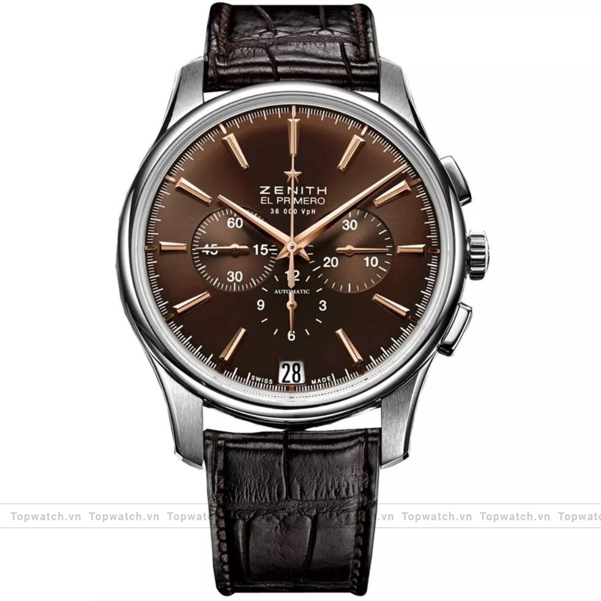 Zenith El Primero 03.2110.400/75.C498 Mens Stainless Steel Leather Watch 42mm