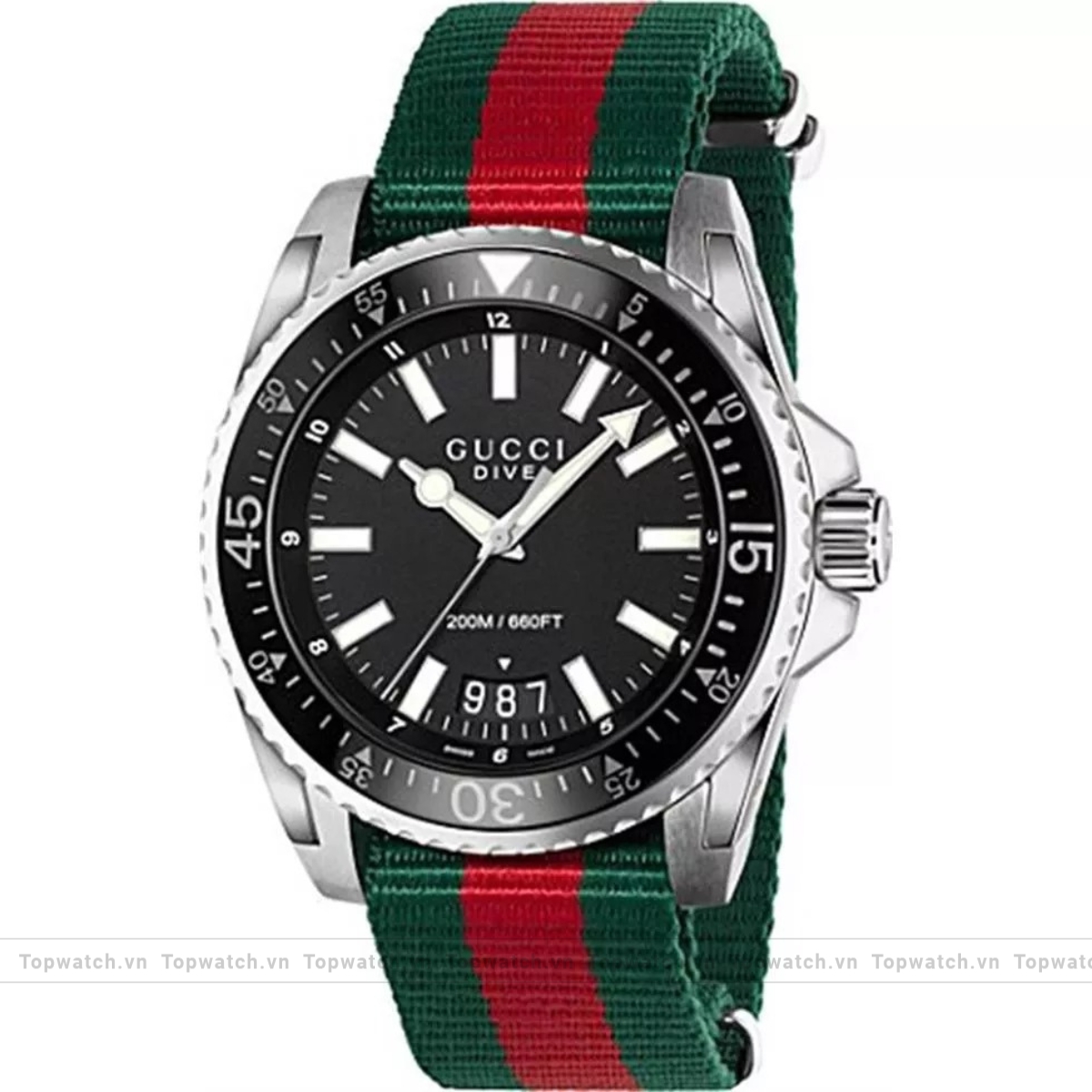 Gucci Dive YA136206 Black Dial Red and Green Watch 45mm