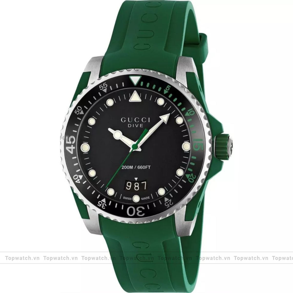 Gucci Dive YA136310 Green Rubber Watch 40mm