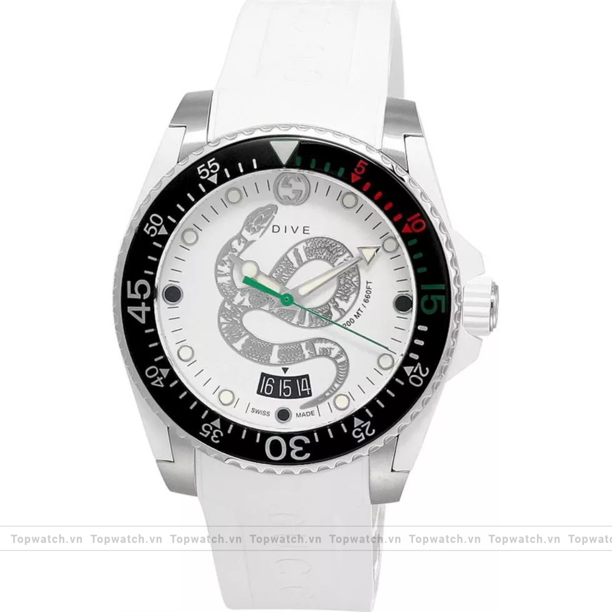 Gucci Dive YA136330 White Snake Motif Watch 40mm
