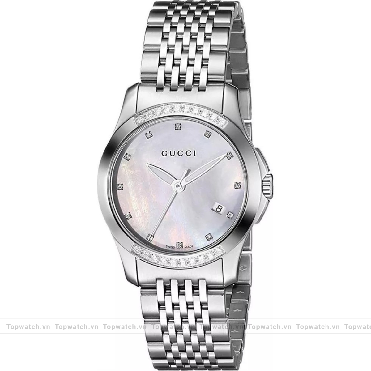 Gucci G-Timeless YA126510 Diamond Mother of Pearl Watch 27mm