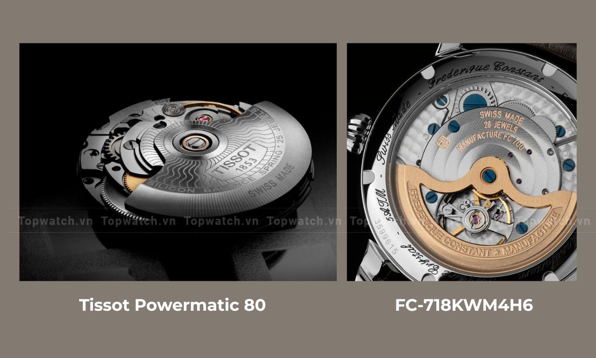 Bộ máy Tissot Powermatic 80 và Frederique Constant FC-718KWM4H6