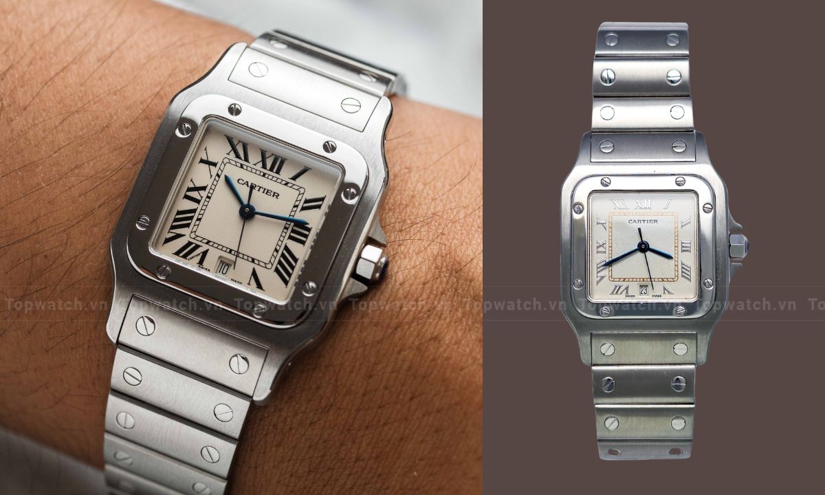 10 đồng hồ Cartier mặt vuông bán chạy nhất thị trường Đồng hồ Cartier Santos Galbée Ref. 1564