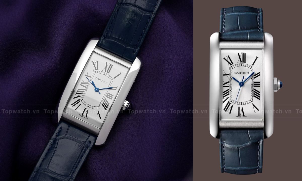 10 đồng hồ Cartier mặt vuông bán chạy nhất thị trường Đồng hồ Cartier Tank Américaine WSTA0018