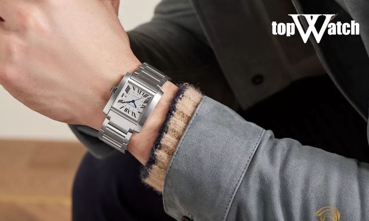 10 đồng hồ Cartier mặt vuông bán chạy nhất thị trường Đồng hồ Cartier Tank Française WSTA0067