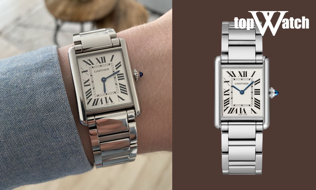 10 đồng hồ Cartier mặt vuông bán chạy nhất thị trường Đồng hồ Cartier Tank Must WSTA0052