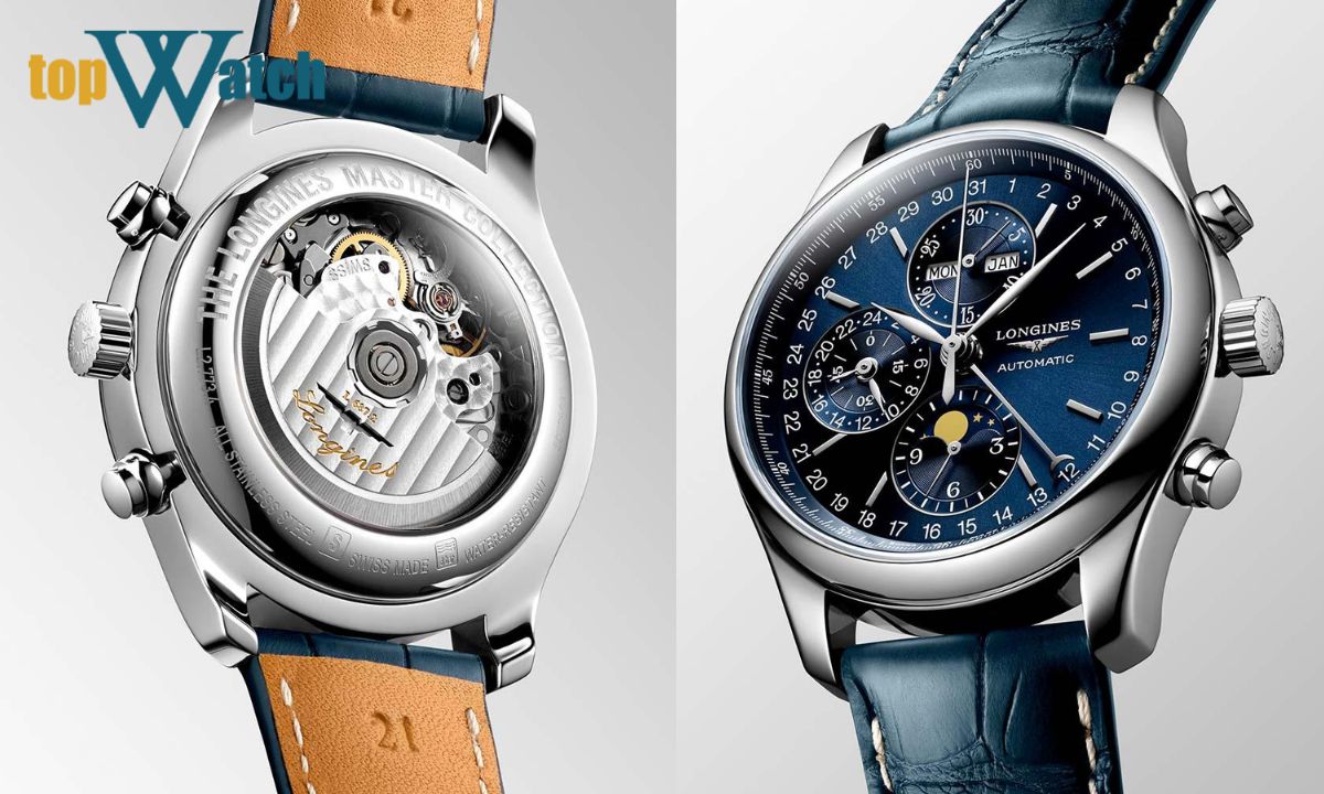 11 mẫu đồng hồ Longines lộ cơ sang trọng, đáng sở hữu Đồng hồ Longines Master chronograph moonphase L2.773.4.92.0