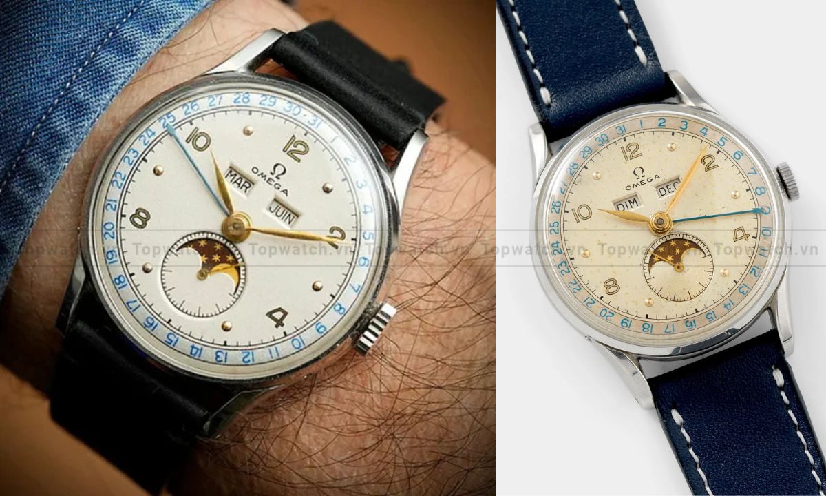Danh sách 15 mẫu đồng hồ Omega cổ đáng tiền, được săn đón Đồng hồ Omega Cosmic Moonphase Ref. 2471 (1940s–1950s)