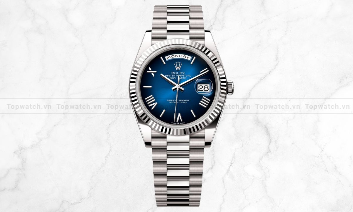 Top 12 đồng hồ Rolex mặt xanh đại dương sang trọng, độc đáo Đồng hồ Rolex Day-Date 40 M228239-0076