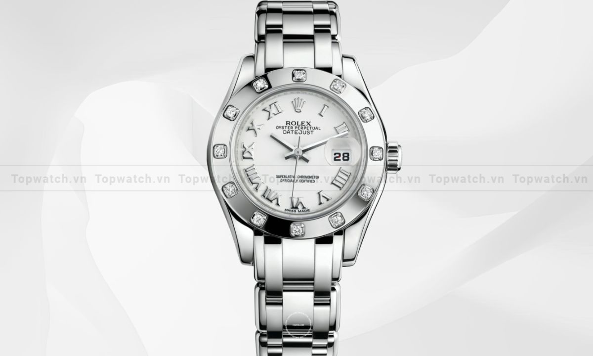 Top 12 mẫu đồng hồ Rolex nữ đính kim cương sang trọng, sành điệu Đồng hồ Rolex Oyster Perpetual Datejust Pearlmaster 80319