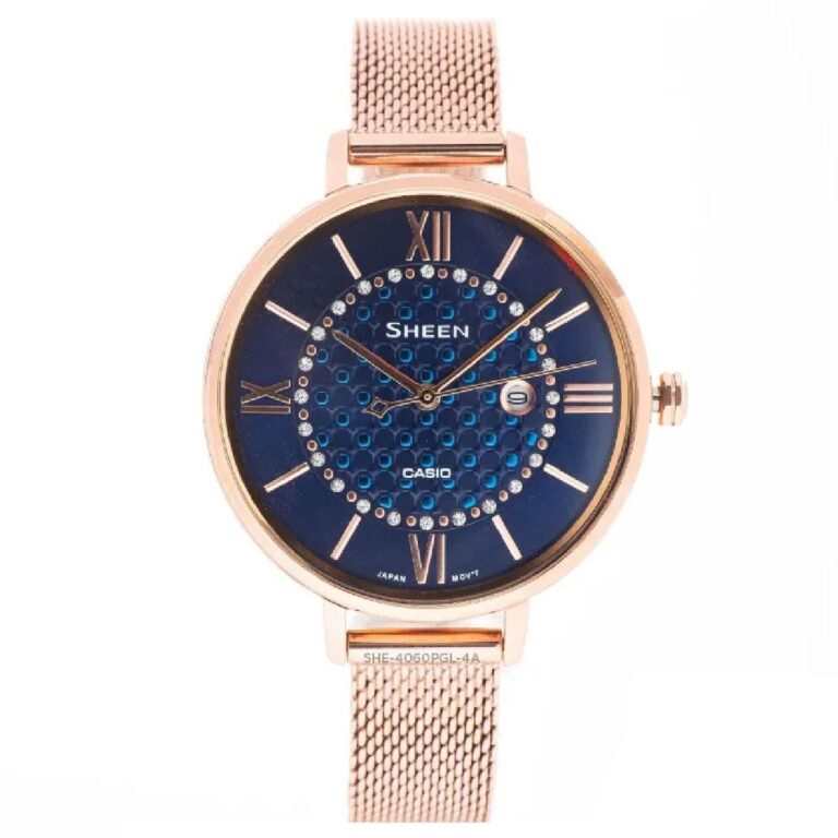 Đồng hồ Casio Nữ SHE-4059PGM-2AUDF Dây Mesh 34mm