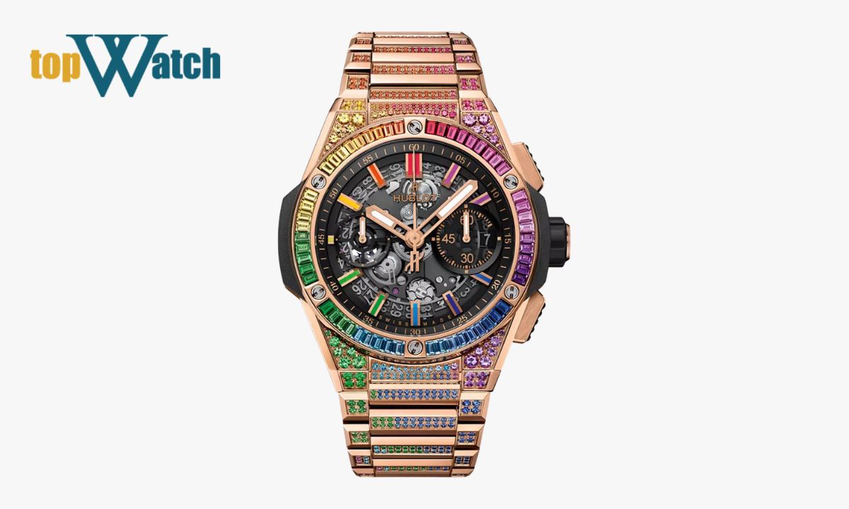 Top 8 mẫu đồng hồ Hublot dây kim loại độc đáo, ấn tượng nhất Đồng hồ Hublot Big Bang 451.OX.1180.OX.3999 Integrated Rainbow