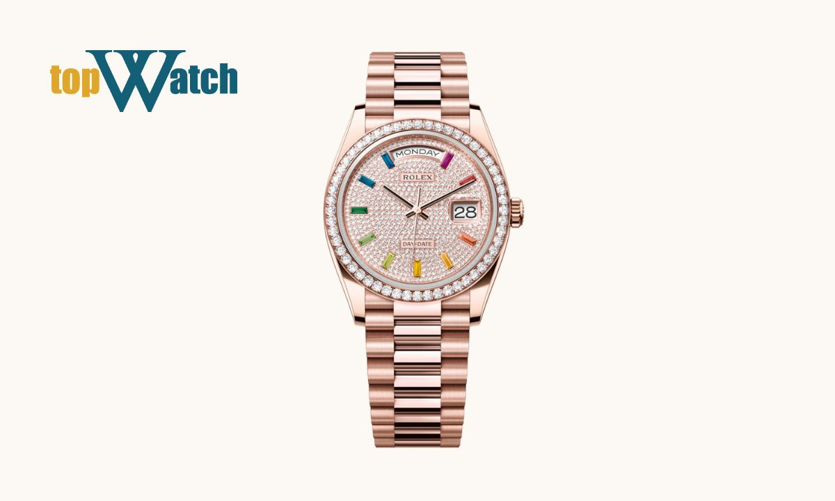 Đồng hồ Rolex Day-Date 36mm Everose Gold and Diamonds 128345