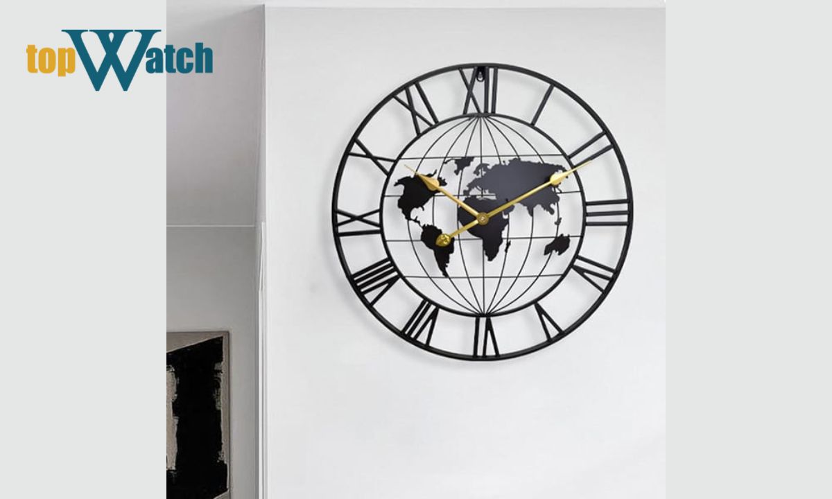 Top 10 mẫu đồng hồ treo tường trang trí phòng ngủ bán chạy Đồng hồ treo tường decor bản đồ thế giới