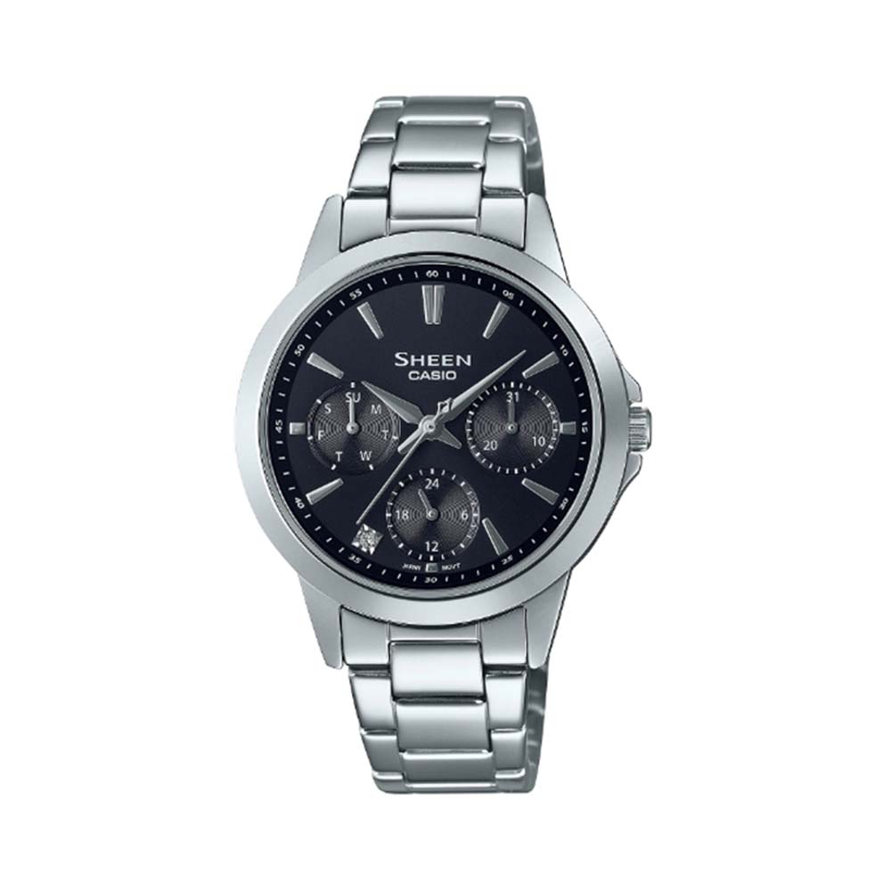 Đồng hồ Casio Nữ SHE-3516D-1AUDF Dây Thép Không Gỉ 35mm