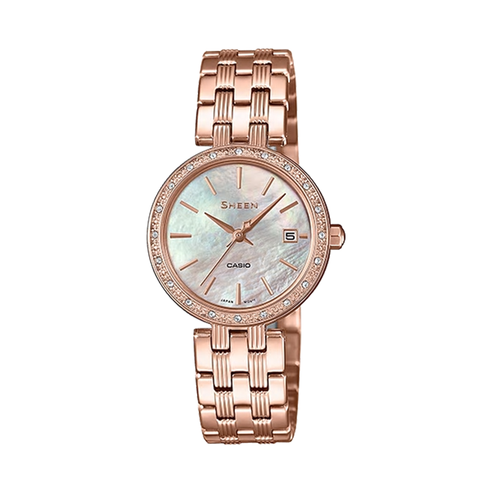 Đồng hồ Casio Nữ SHE-4060PG-4AUDF Dây Thép Không Gỉ 34mm