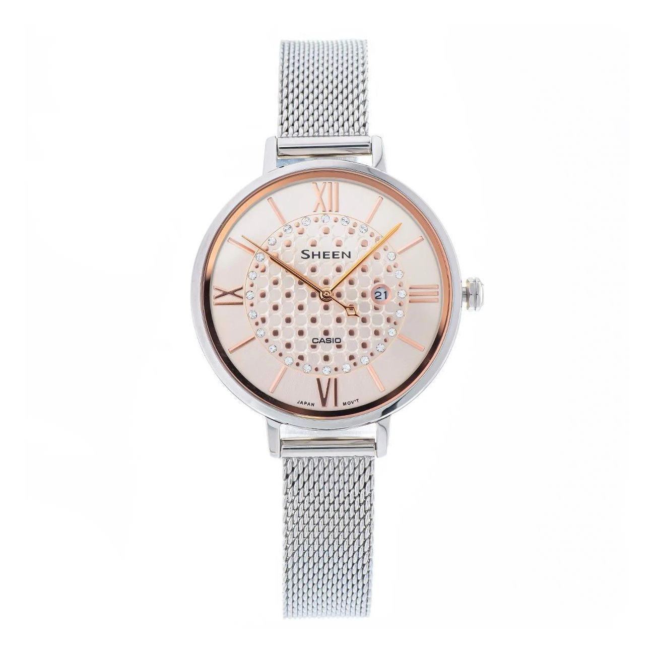 Đồng hồ Casio Nữ SHE-4059M-4AUDF Dây Mesh 41x34mm