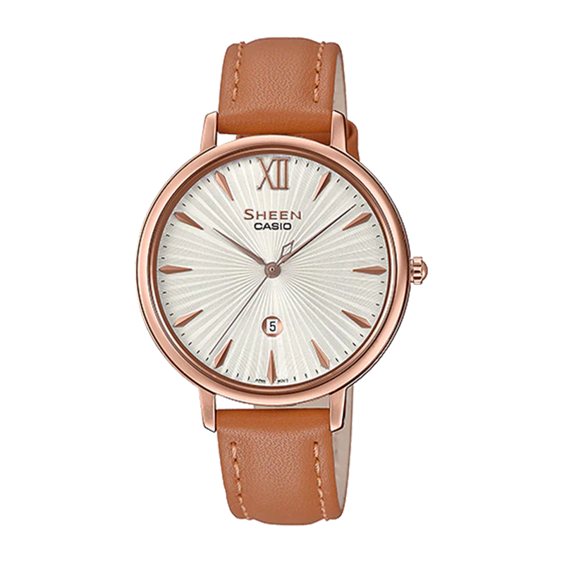 Đồng hồ Casio Nữ SHE-4534PGL-7AUDF Dây Da 39.6mm