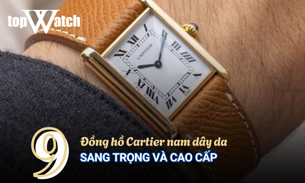 đồng hồ cartier nam dây da