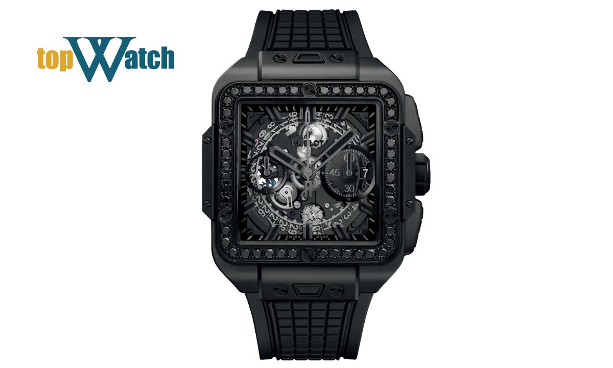 Gợi ý 10 mẫu đồng hồ Hublot mặt vuông độc đáo, được săn đón nhất Đồng hồ Hublot Square Bang Unico All Black 821.CI.0110.RX