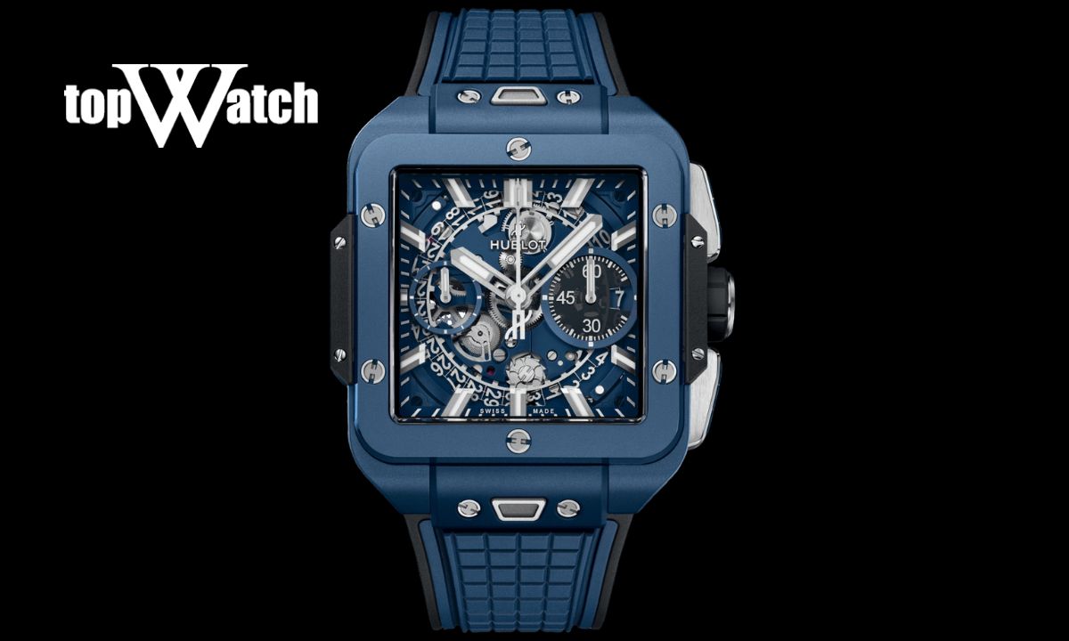 Gợi ý 10 mẫu đồng hồ Hublot mặt vuông độc đáo, được săn đón nhất Đồng hồ Hublot Square Bang Unico Blue Ceramic 821.EX.5179.RX