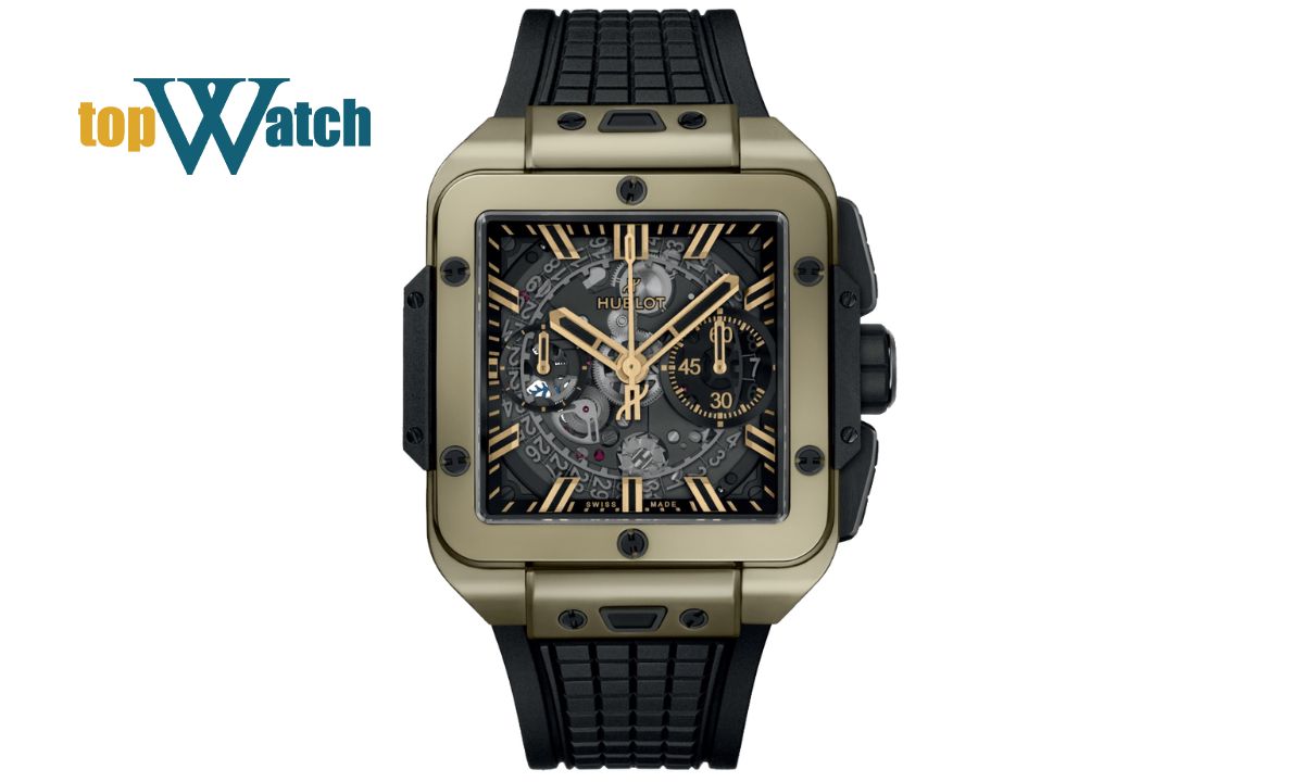 Gợi ý 10 mẫu đồng hồ Hublot mặt vuông độc đáo, được săn đón nhất Đồng hồ Hublot Square Bang Unico Magic Gold 821.MX.0130.RX