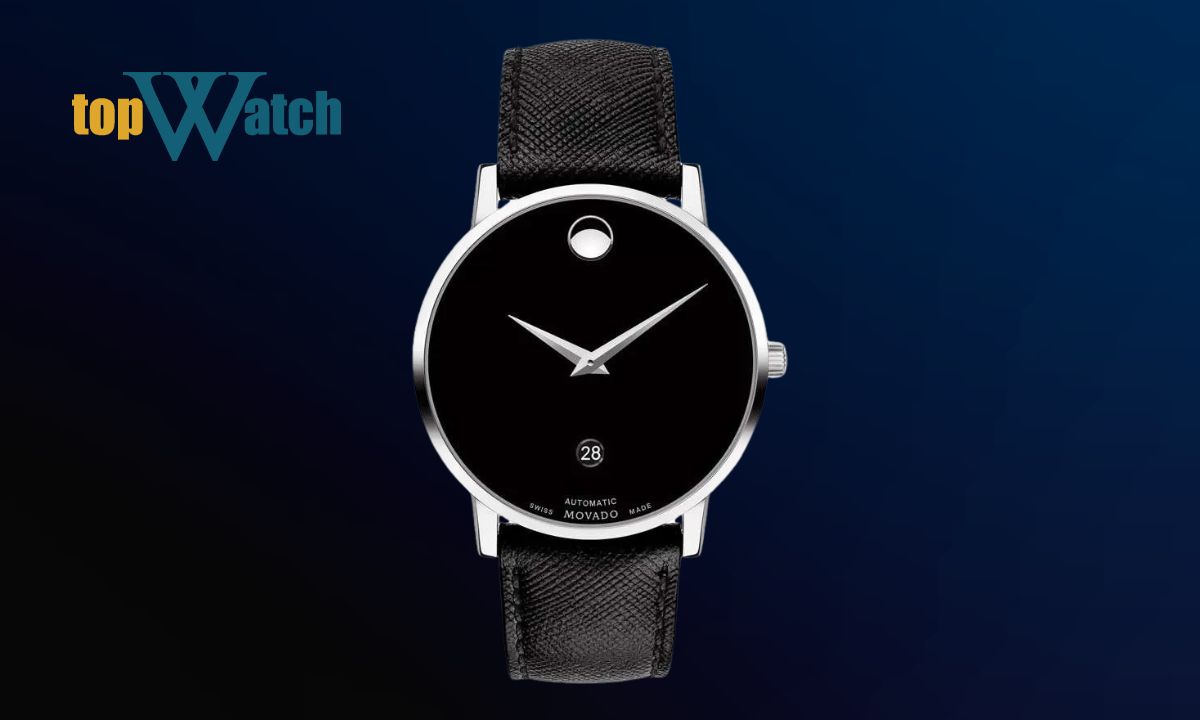Top 8 mẫu đồng hồ Movado nam dây da đẹp và đáng mua Đồng hồ Movado Museum Classic Black Dial 0607269