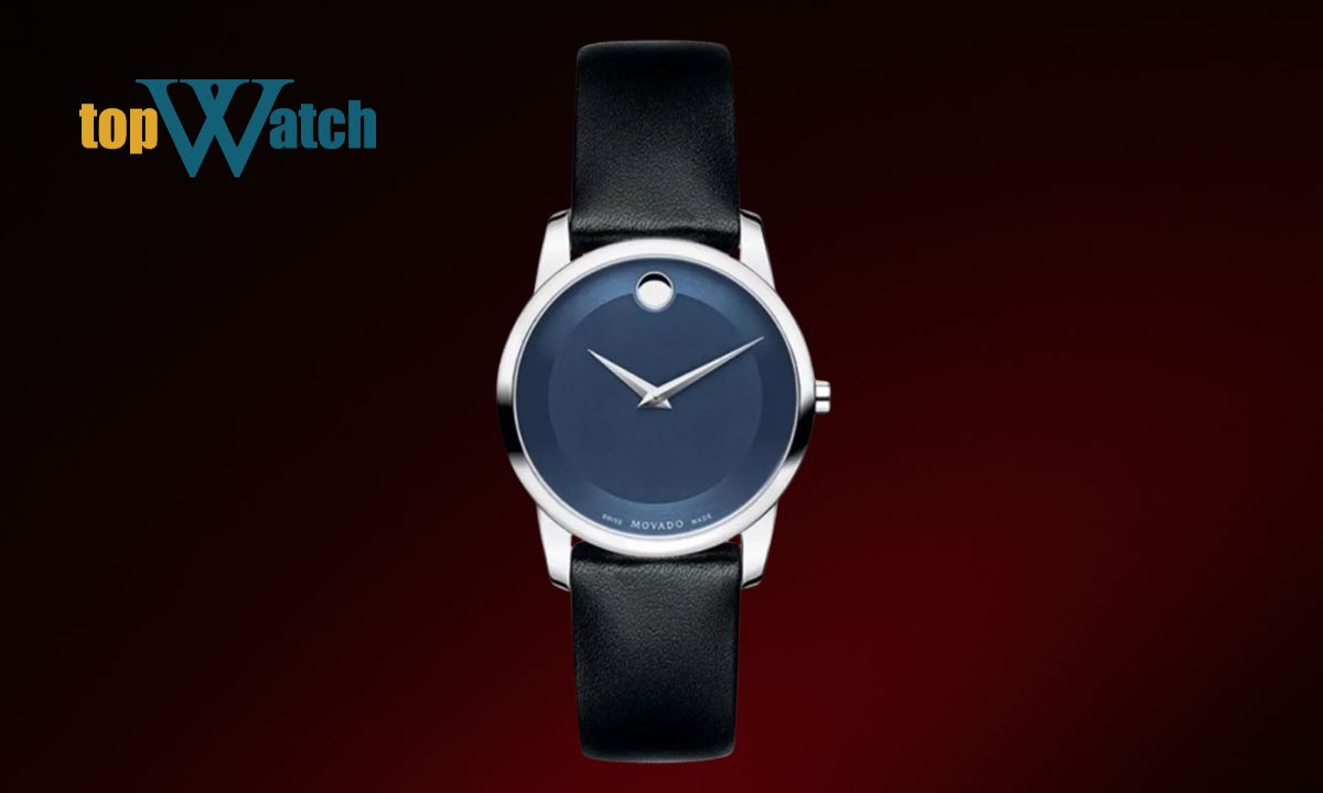 Top 13 mẫu đồng hồ Movado nữ dây da đẹp và đáng mua Đồng hồ Movado Museum Classic Blue Dial 0606611