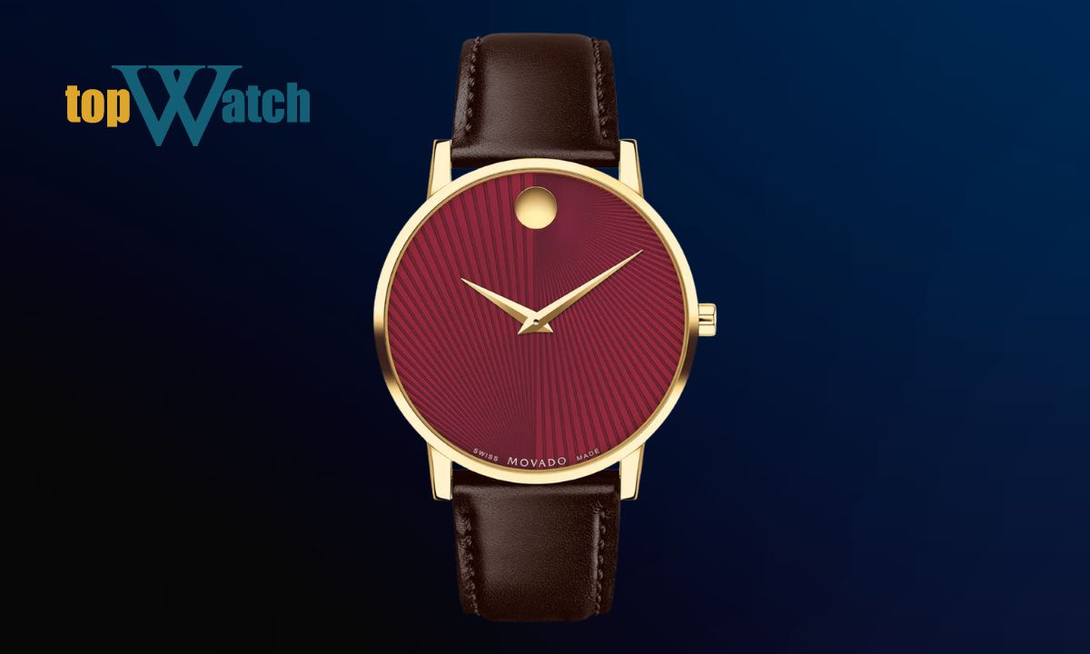 Top 8 mẫu đồng hồ Movado nam dây da đẹp và đáng mua Đồng hồ Movado Museum Classic Bordeaux Dial 0607801