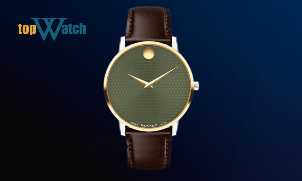 Top 8 mẫu đồng hồ Movado nam dây da đẹp và đáng mua Đồng hồ Movado Museum Classic Two-Tone Green Dial 0607893