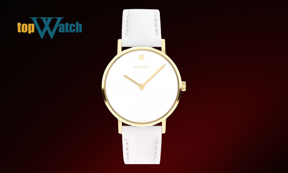Top 13 mẫu đồng hồ Movado nữ dây da đẹp và đáng mua Đồng hồ Movado Signature White Dial 0608097