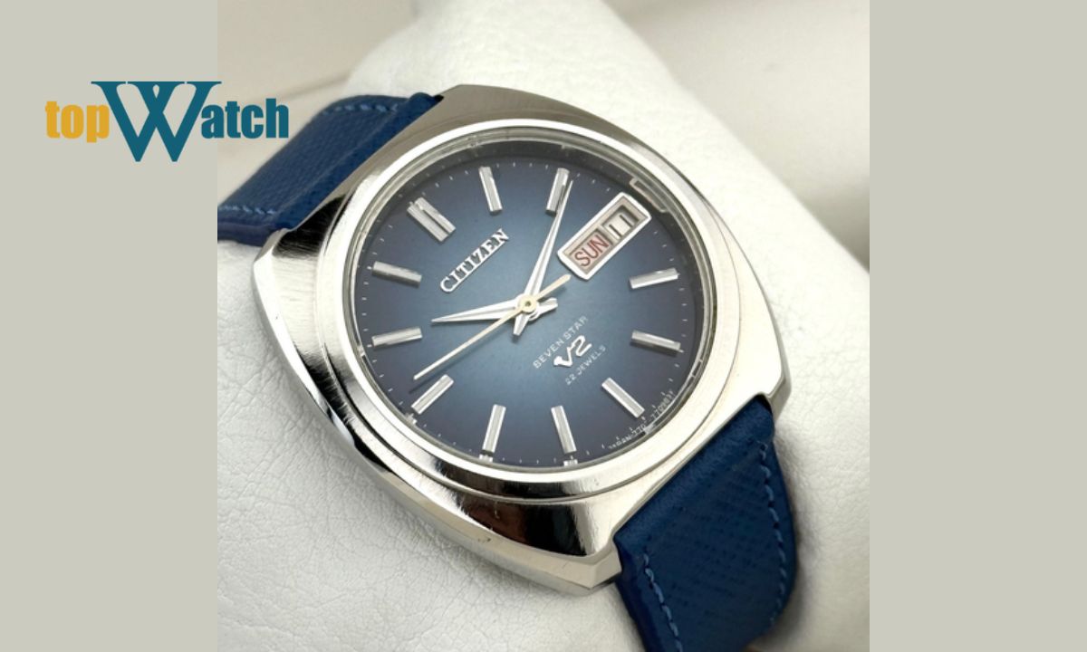 Top 8 đồng hồ Citizen cổ xưa đáng sưu tầm theo thời gian Đồng hồ Citizen cổ xưa Seven Star V2 4-770781TA mặt số xanh