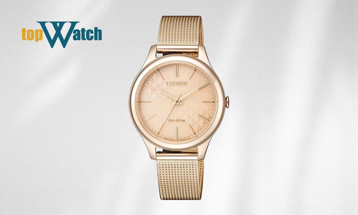 Top 11 mẫu đồng hồ Citizen Eco-Drive nữ thanh lịch, hiện đại Đồng hồ Citizen Eco-Drive nữ EM0503-83X dây mesh
