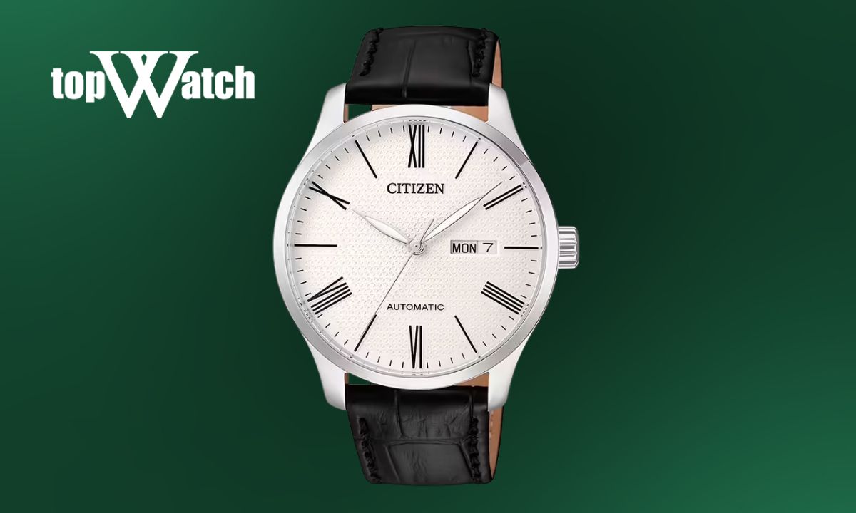Top 14 đồng hồ Citizen dây da nam nữ thanh lịch, sang trọng Đồng hồ Citizen NH8350-08A dây da đen mặt số trắng