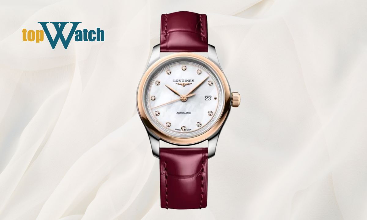 Top 15 đồng hồ Longines nữ dây da thanh mảnh, nữ tính Đồng hồ Longines Master Collection L2.449.5.89.2 cọc số kim cương