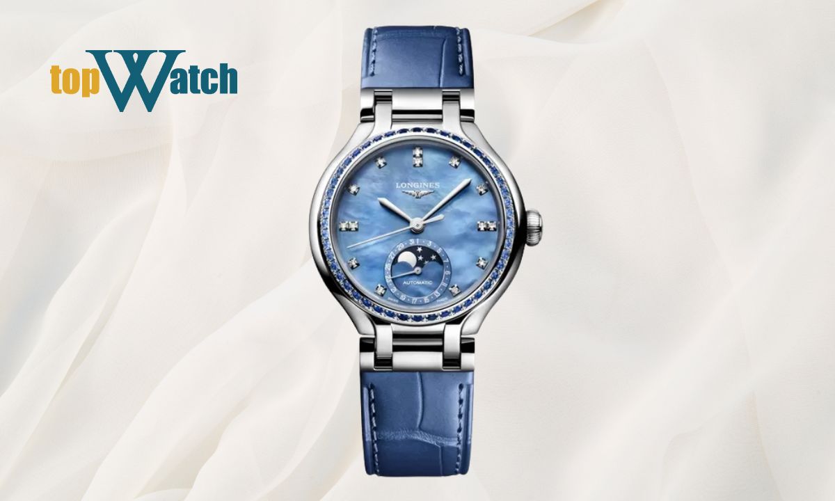 Top 15 đồng hồ Longines nữ dây da thanh mảnh, nữ tính Đồng hồ Longines nữ PrimaLuna Moonphase L8.126.0.97.2