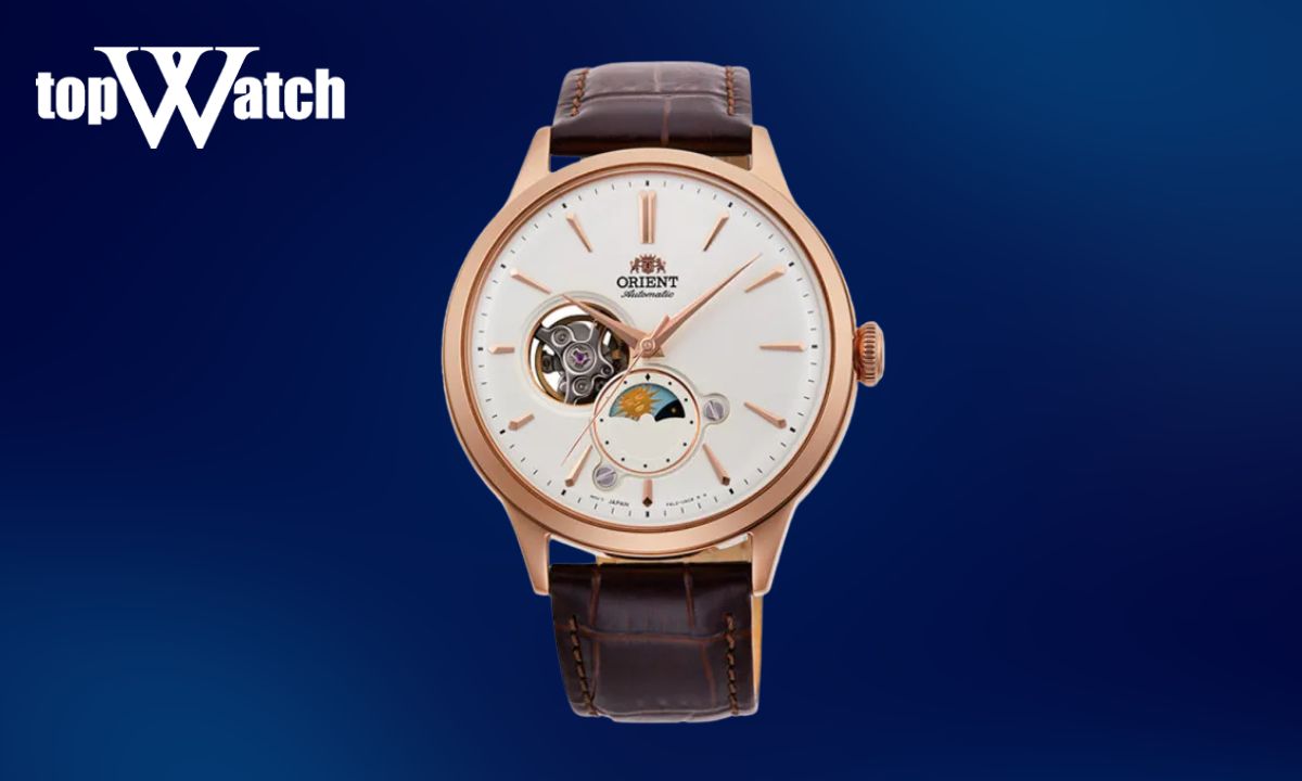 Đồng hồ Orient Dây Da Nam Sun and Moon Open Heart Gen 2 RA-AS0102S30B