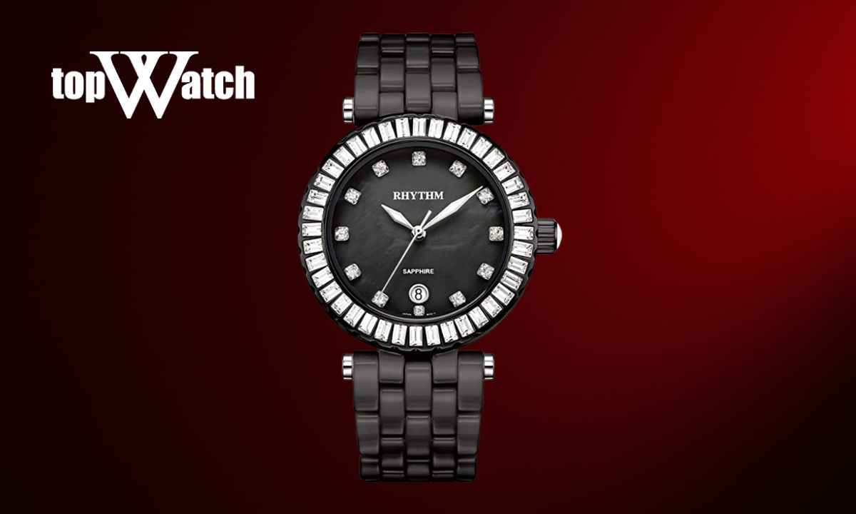 Đồng hồ RHYTHM Female Fashion Ceramic Quartz Black C1104C04