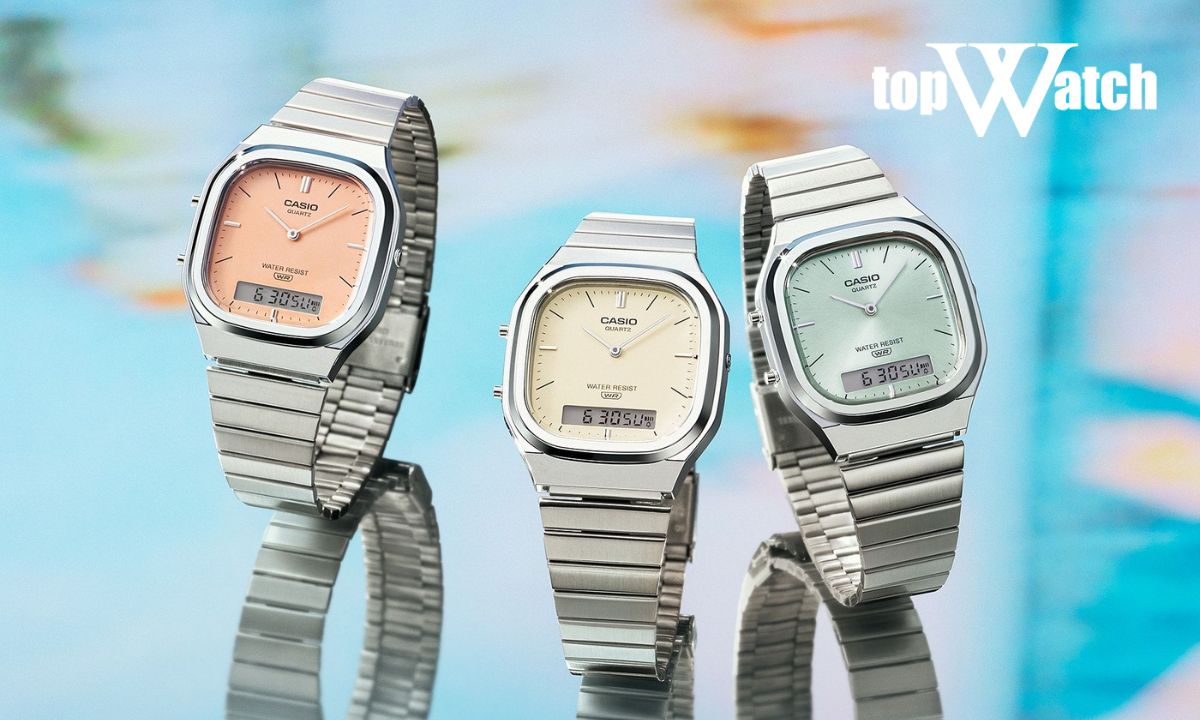 Gợi ý 10 mẫu đồng hồ Casio mặt vuông thiết kế đẹp và bán chạy Đồng hồ Casio AQ-240E-4ADF mặt vuông